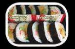 Maki de aguacate con nabo, salmón, pepino, cangrejo (10p)
